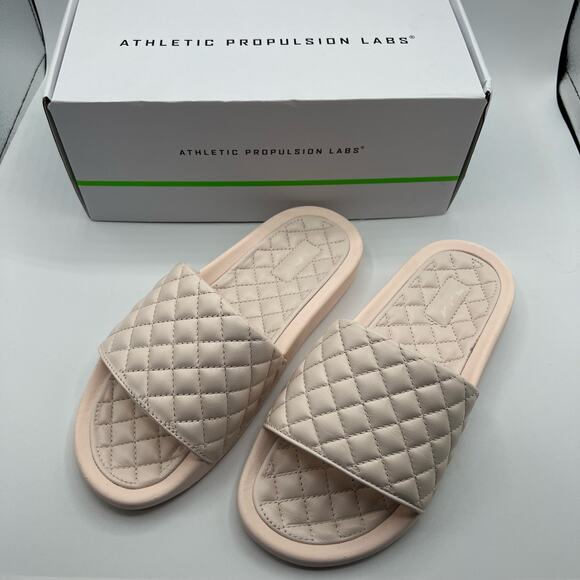 APL Athletic Propulsion Labs Womens US Size 7 Slides Nude Pink Lusso Sandals New - Picture 2 of 10
